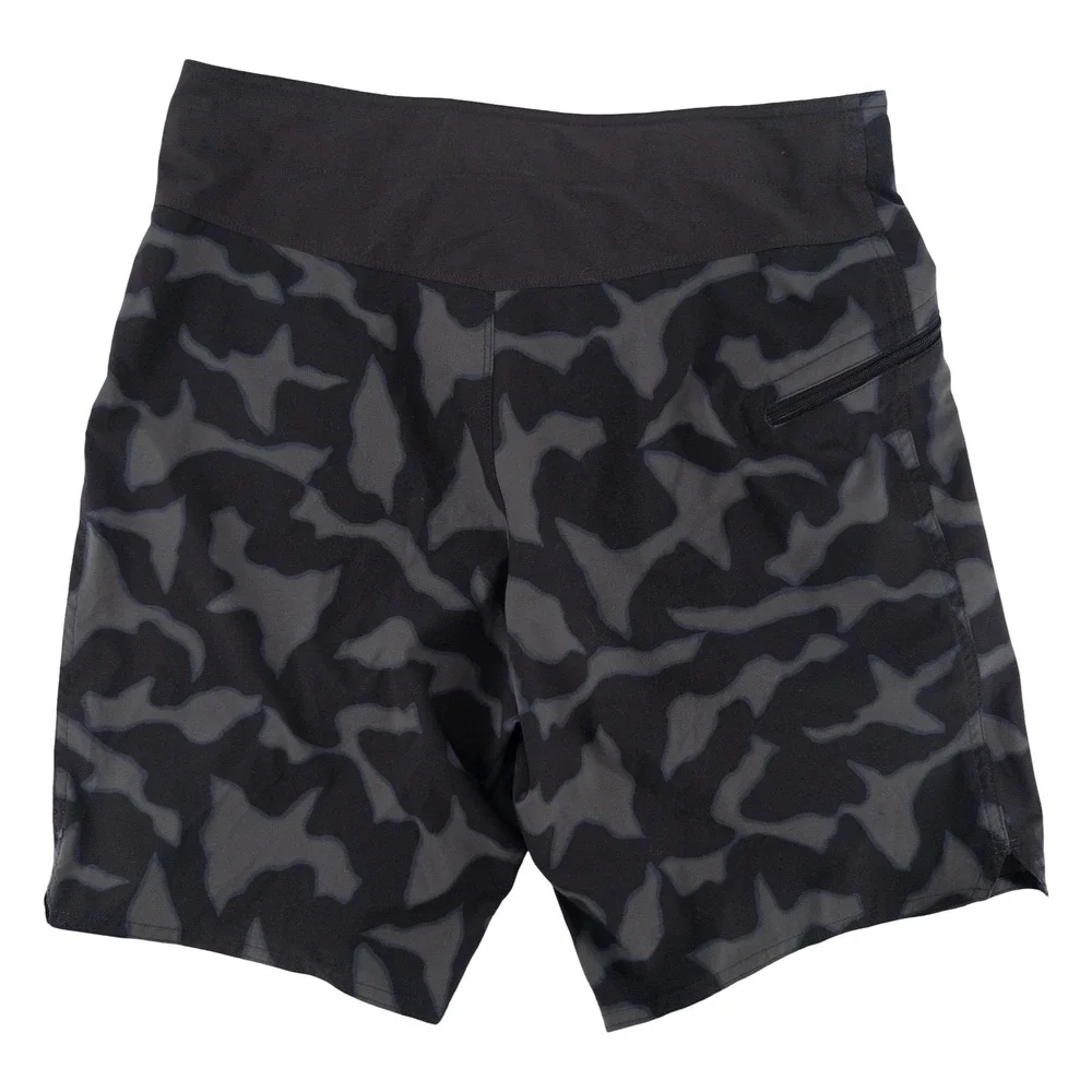 Patagonia Mens 31 Stretch Planing Board Shorts Black Camo Swim Surfing